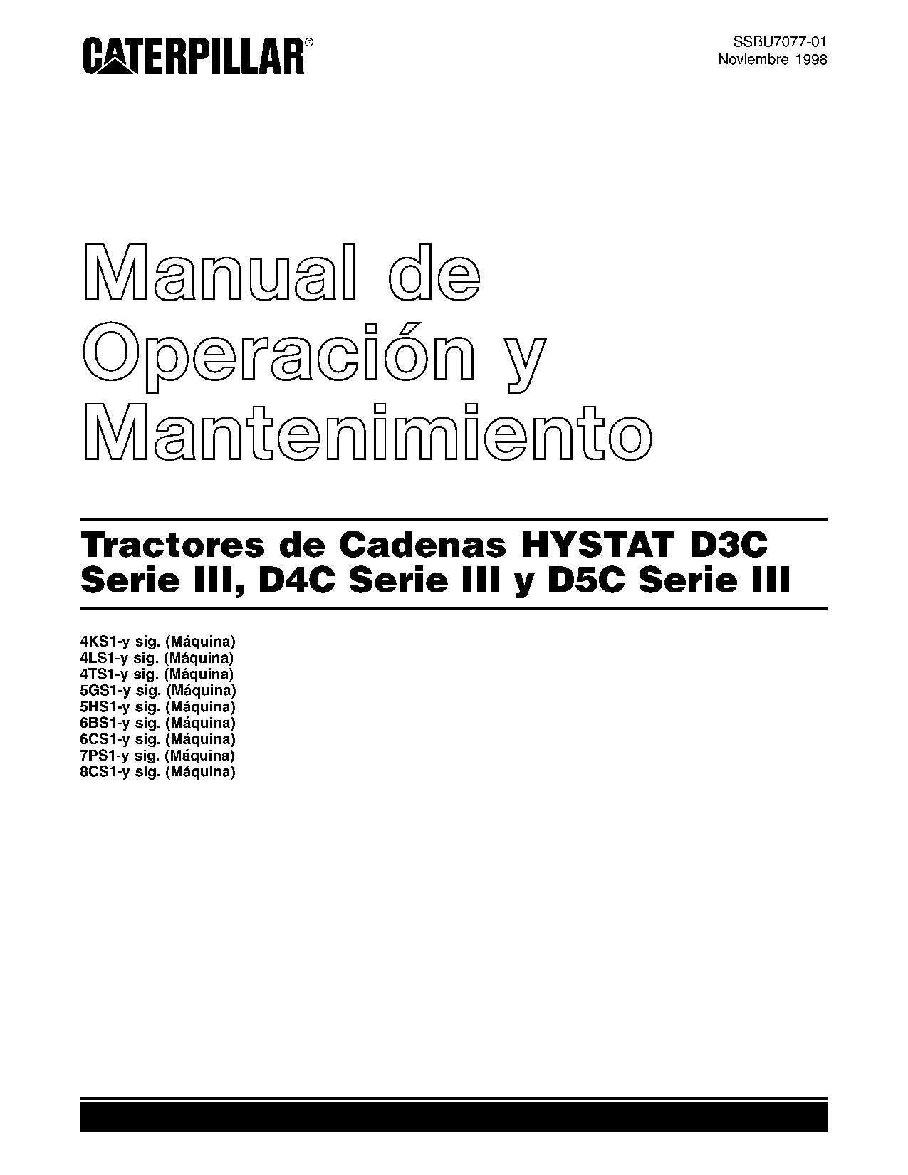 Caterpillar D3C D4C D5C Serie III Tractor de Cadenas Manual de Operación Español