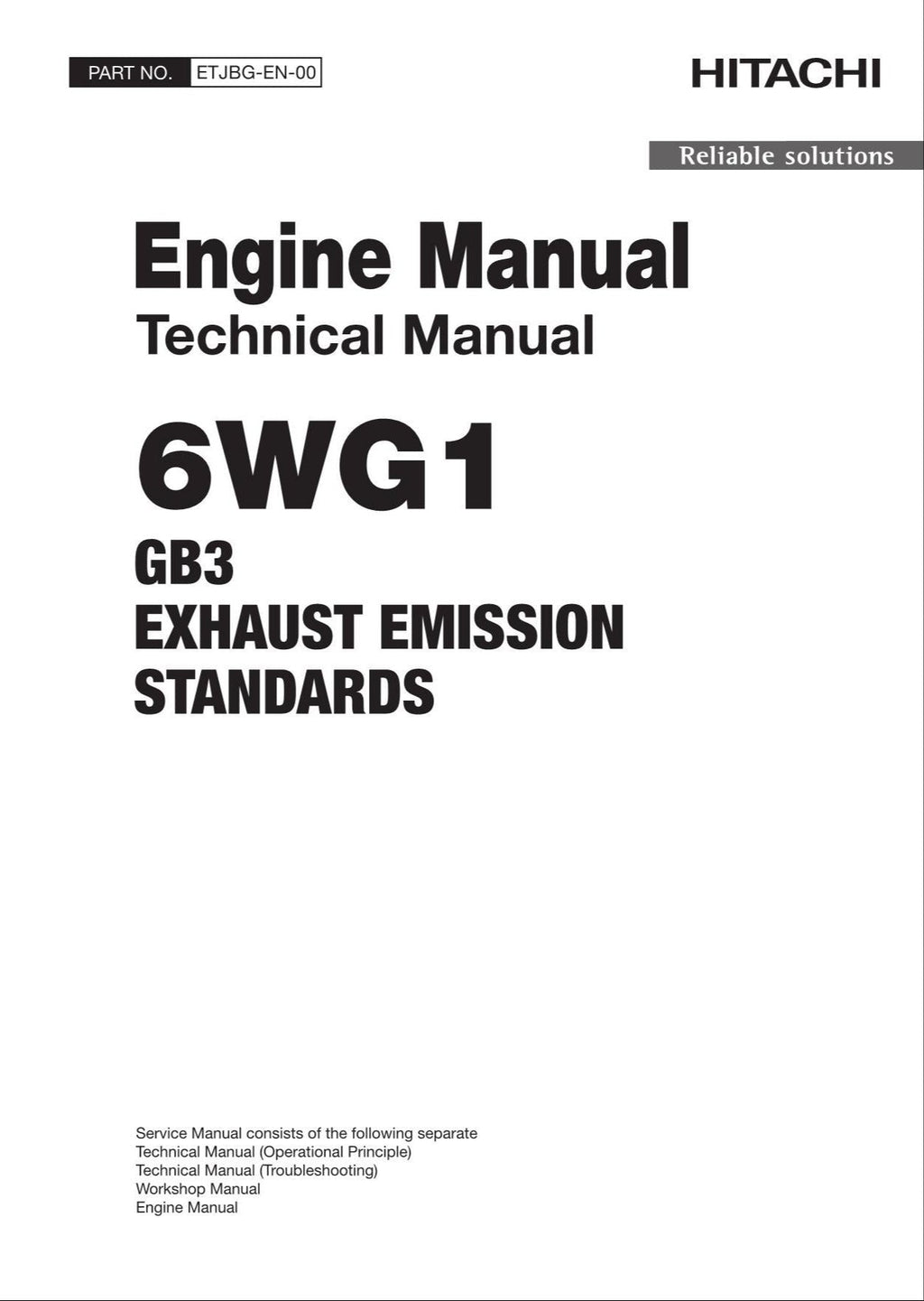 Hitachi 6WG1 Wheel Loader Engine Manual Technical Manual SN GB3 EMISSIONS