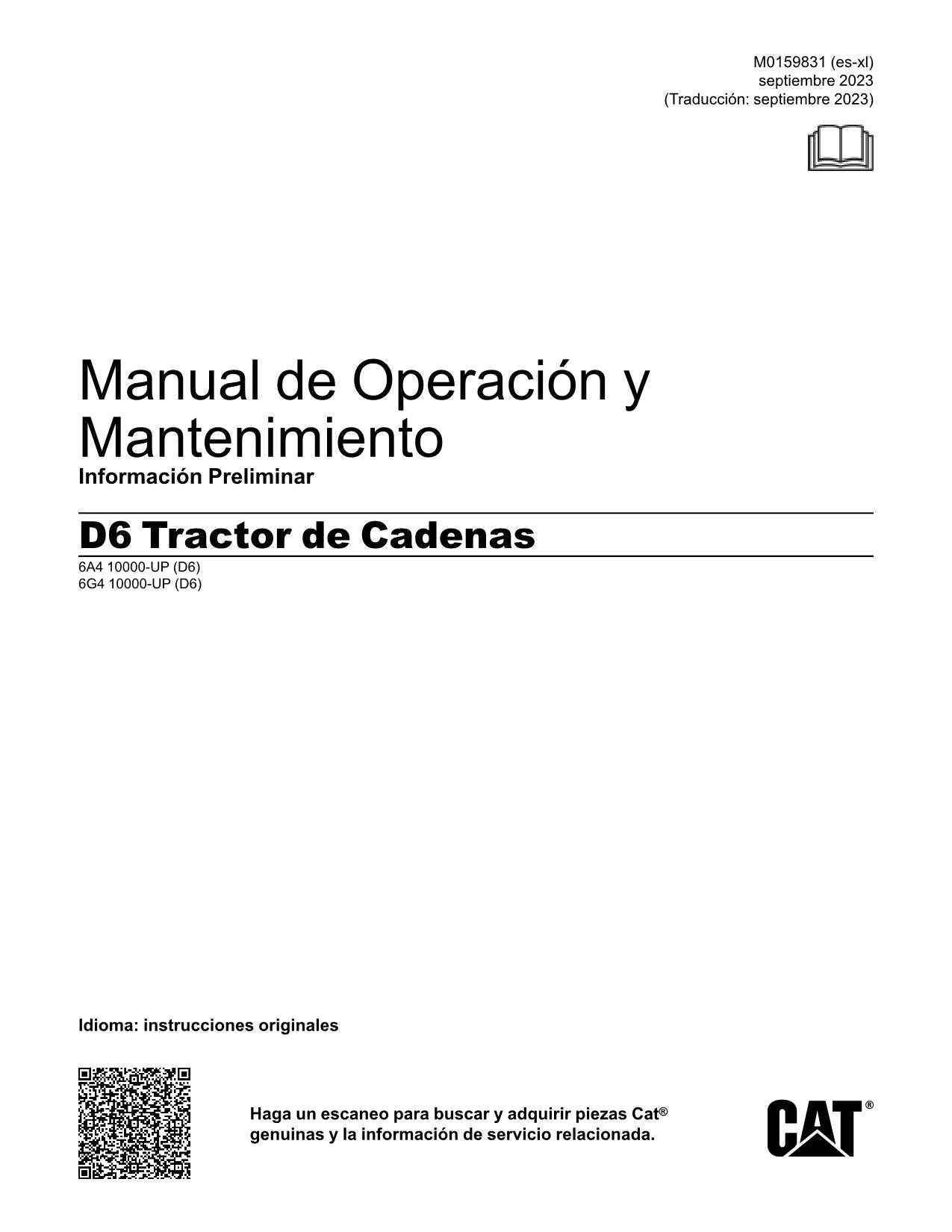 Caterpillar D6 Tractor de Cadenas Manual de Operación 6A410000-UP 6G410000-UP