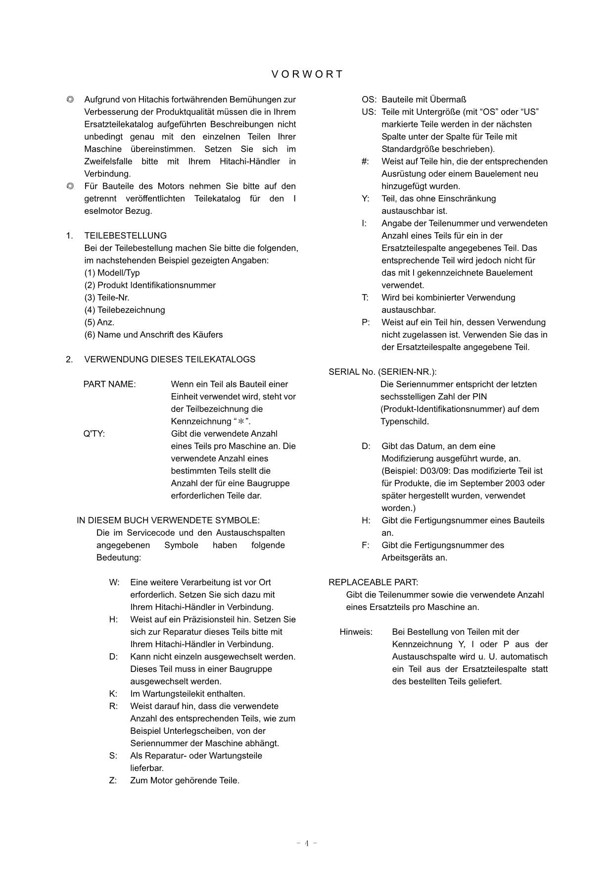 Hitachi ZW80 No.1N0TA-00704 Wheel Loader Parts Catalog Manual SN 000101-up