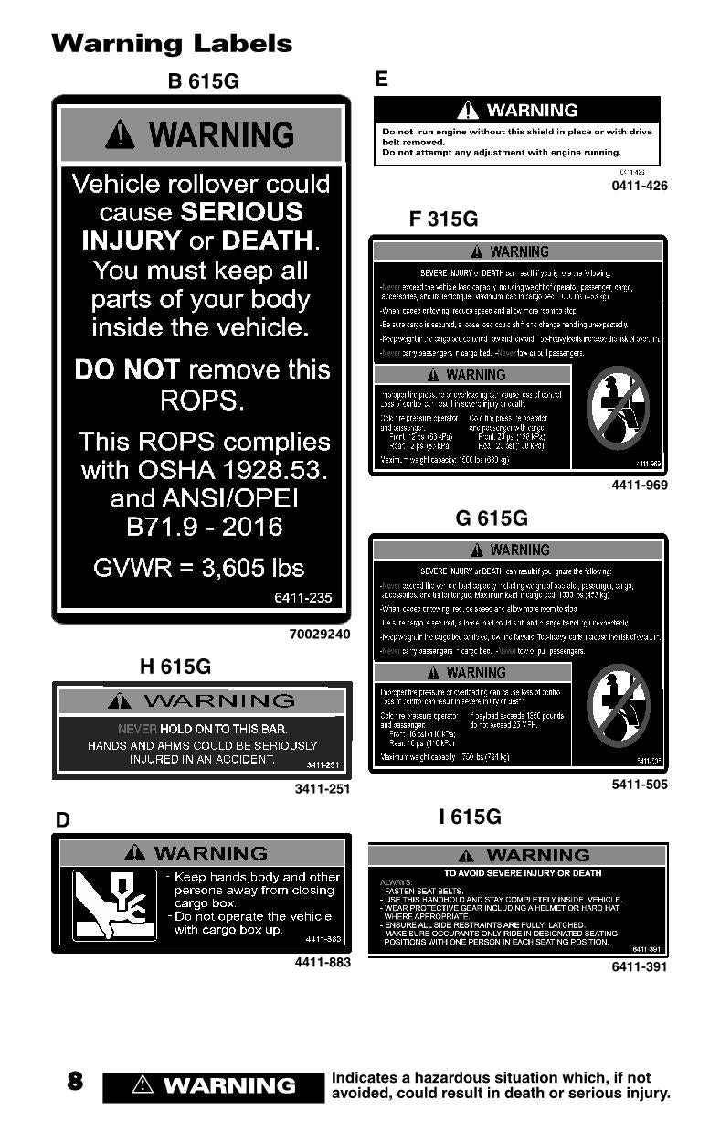 Manual del operador de mantenimiento y operación de UTV JLG 315G 615G