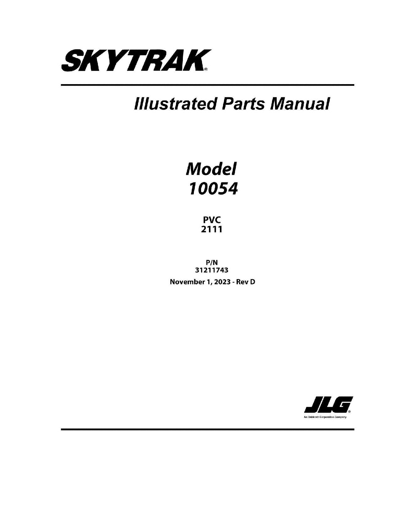 SKYTRAK  10054  Telehandler Parts Catalog Manual
