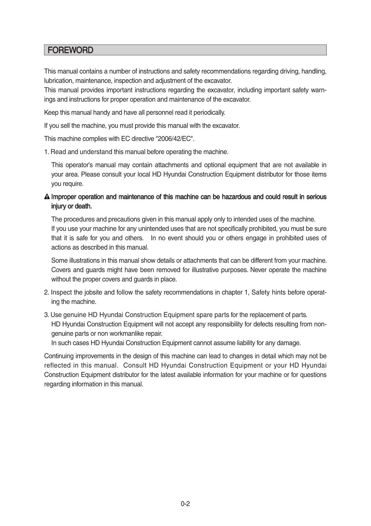 Hyundai HX85A HX90A CRAWLER EXCAVATOR Operators Maintenance Manual
