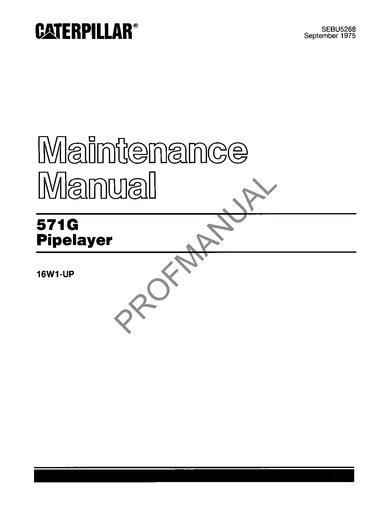 Manual de mantenimiento del operador del tiendetubos Caterpillar 571G SEBU5268