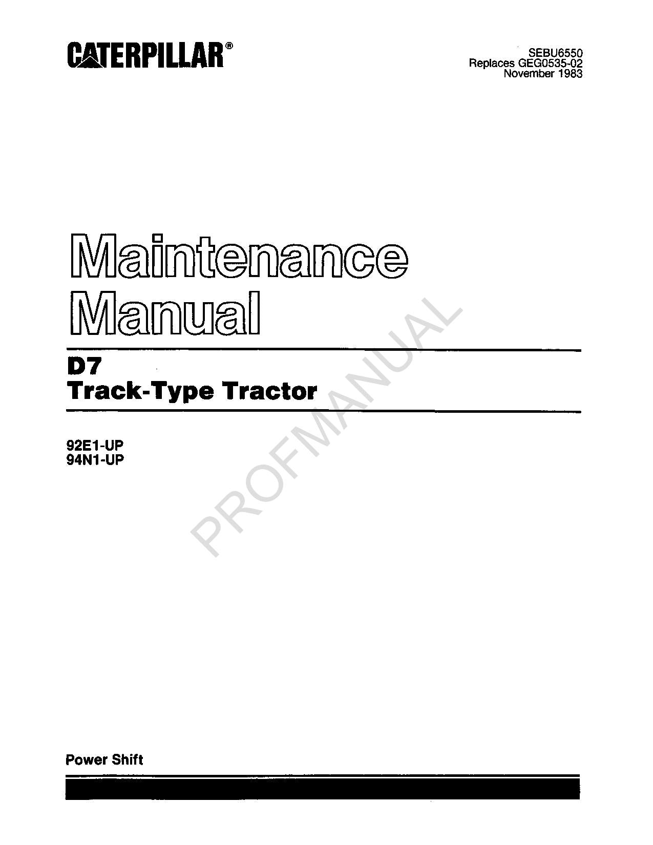 Manual de mantenimiento del tractor de cadenas Caterpillar D7 para el operador: SEBU6655