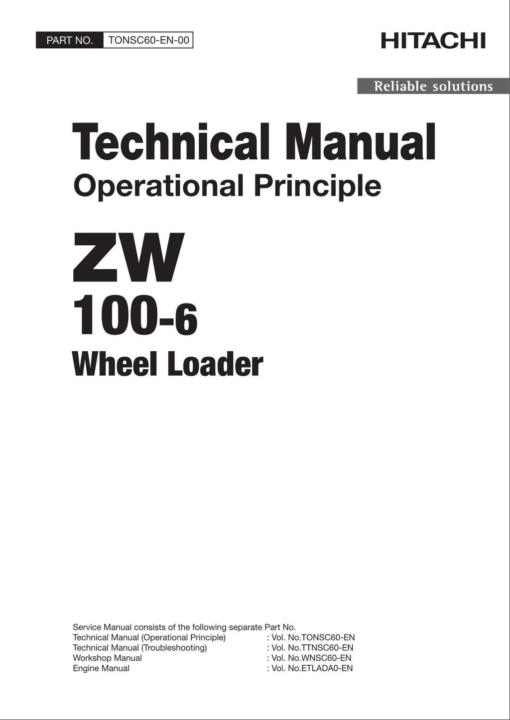 Hitachi ZW100-6 Wheel Loader Technical Manual Operational Principle