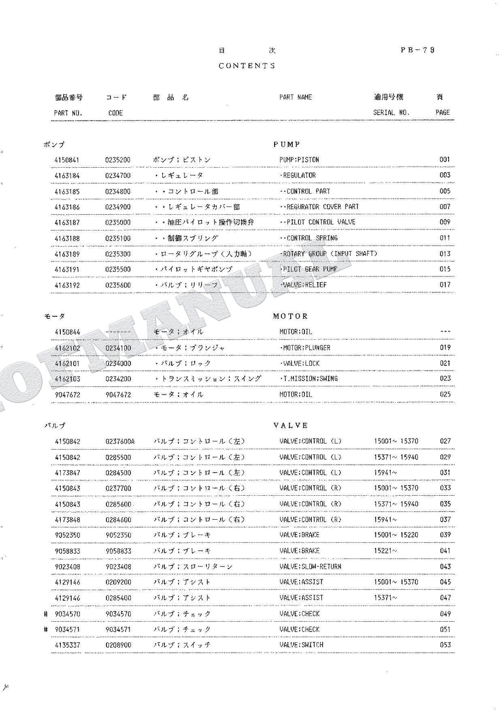 HITACHI UH04-7 UH053 Equip Component Excavator Parts Catalog Manual P12A-E1-3