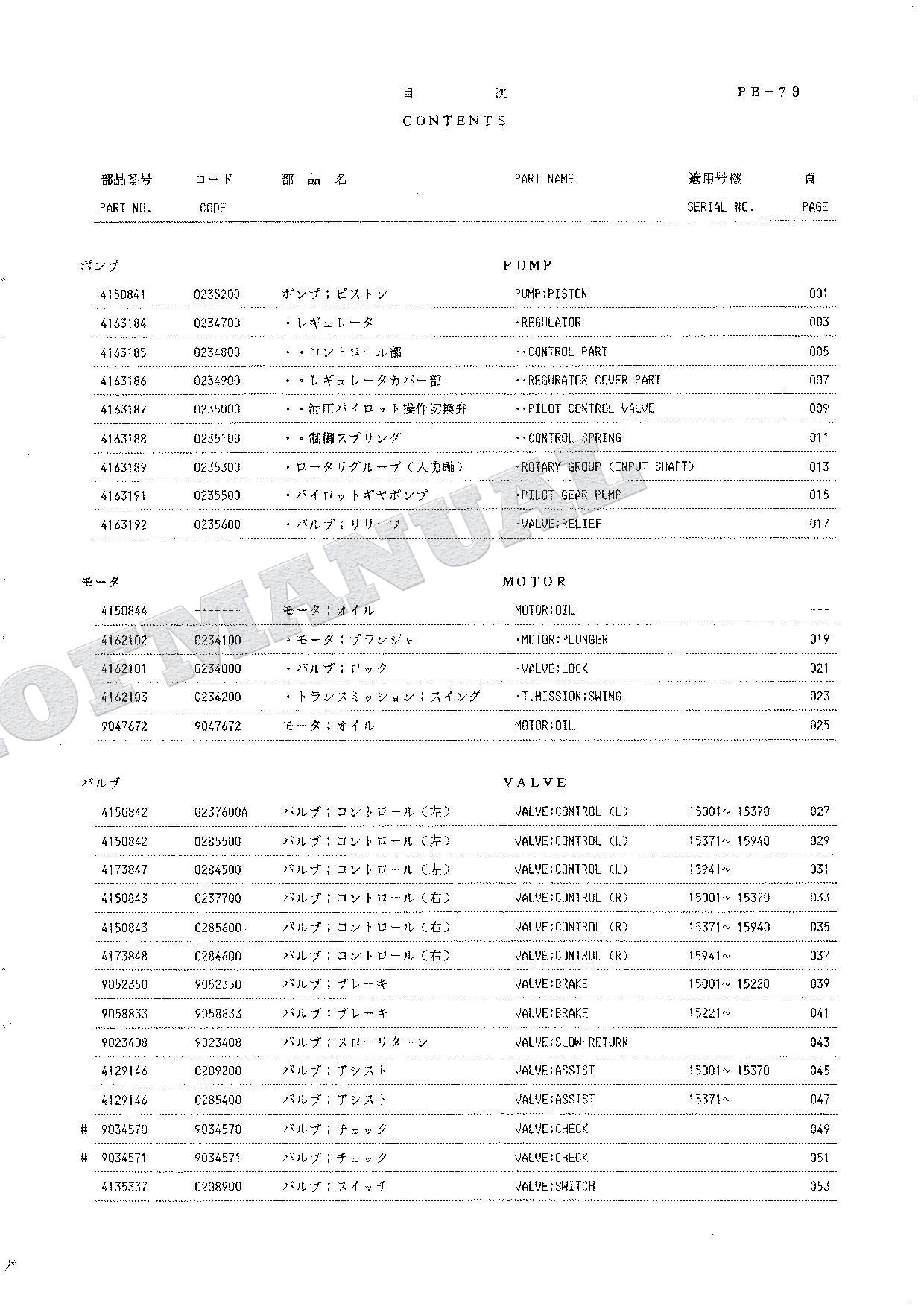 HITACHI UH04-7 UH053 Equip Component Excavator Parts Catalog Manual P12A-E1-3