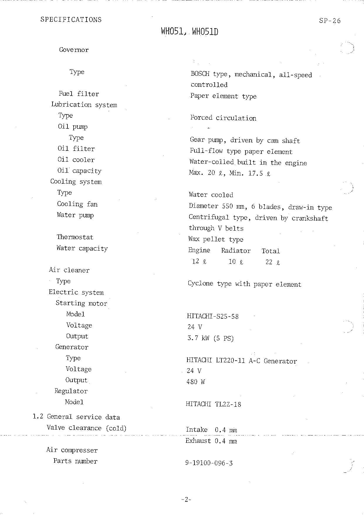 HITACHI WH051 Excavator Service Manual