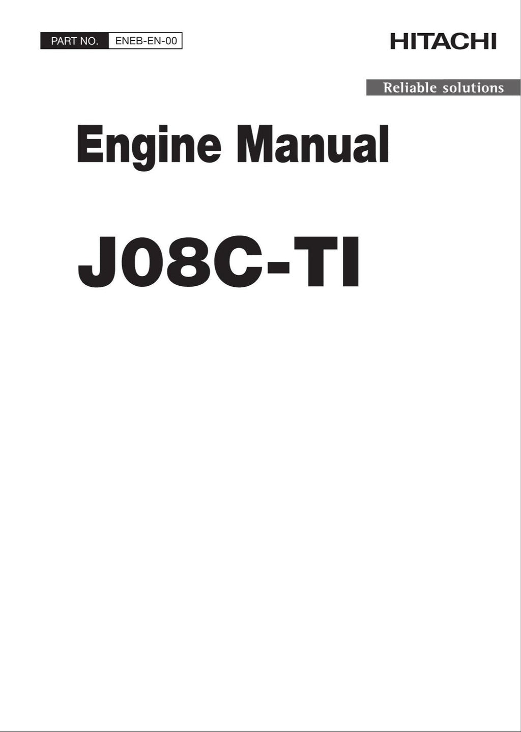 Hitachi J08C-TI Wheel Loader Engine Manual