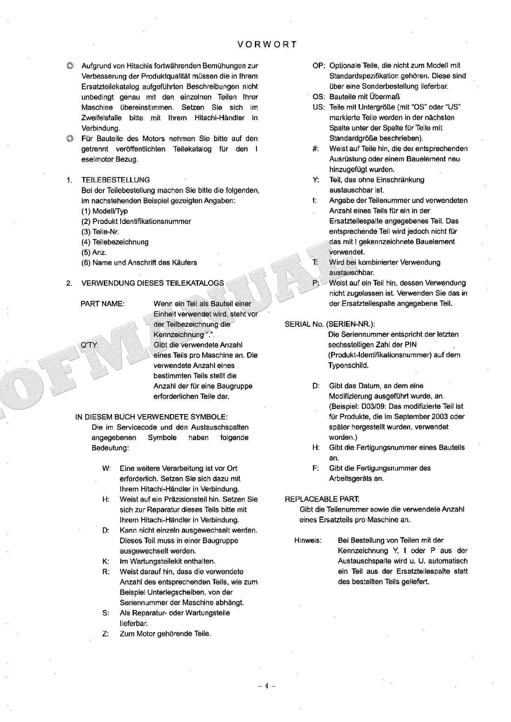 HITACHI ZAXIS ZX125W Excavator Parts Catalog Manual SN 006001-