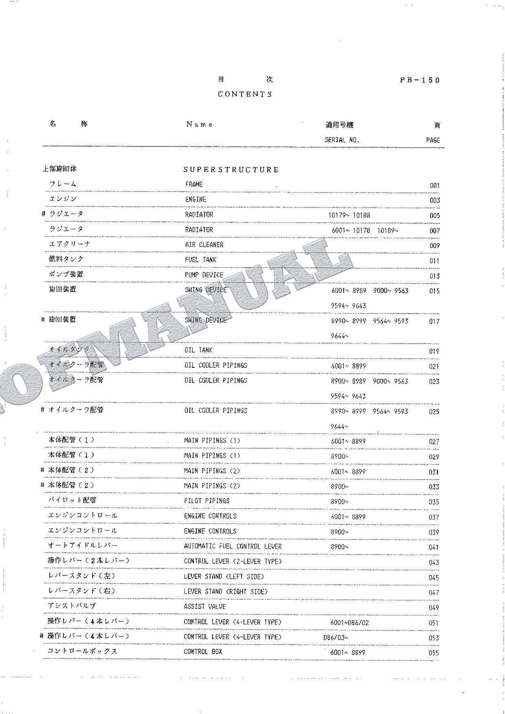 HITACHI UH063 Excavator Parts Catalog Manual EP129-4-4 SN 6001-
