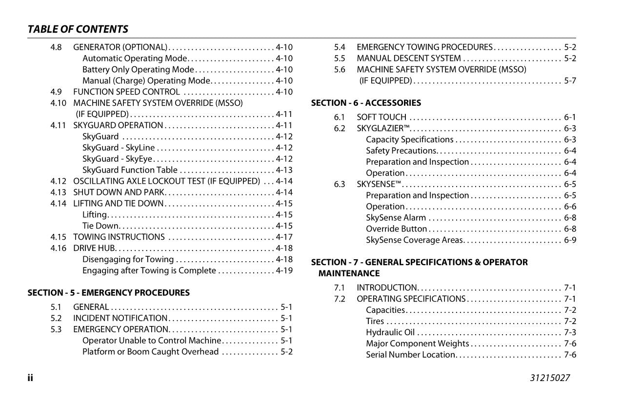 Manual del operador de plataformas elevadoras JLG EC600SJ EC600SJP H600SJ H600SJP 31215027