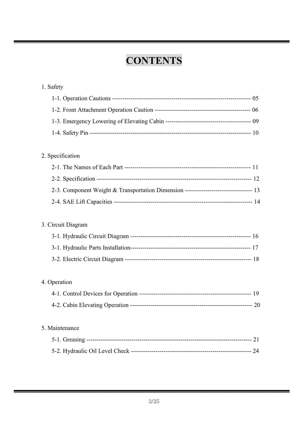 Hyundai HW250 MH WHEELED EXCAVATOR Operators Maintenance Manual