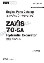 HITACHI ZAXIS ZX70-5A 4TNV98 Engine Parts Catalog Manual