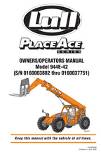 LULL 944E-38 Telehandler Maintenance Operation Operators Manual