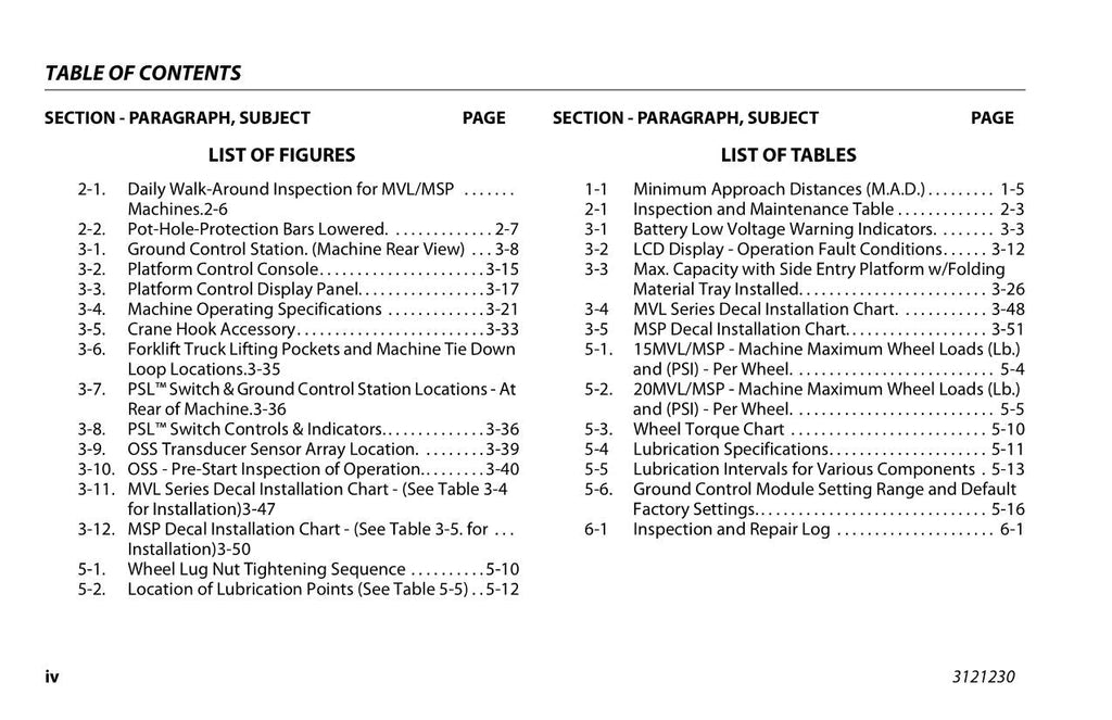 JLG 15MSP 15MVL 20MSP 20MVL Vertical Mast Maintenance Operation Operators Manual