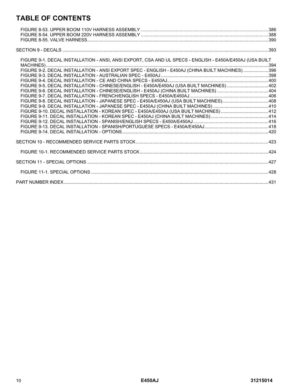 Manual del catálogo de piezas del elevador de pluma JLG E450A E450AJ M450AJ