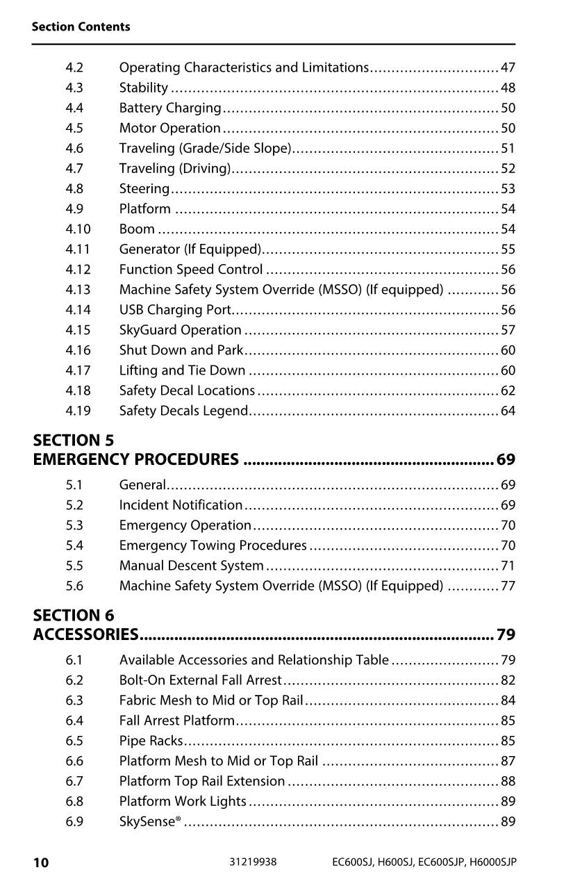 Manual del operador de plataformas elevadoras JLG EC600SJ EC600SJP H600SJ H600SJP 31219938