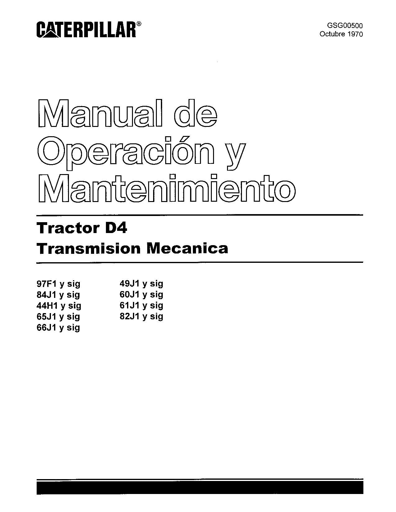 Caterpillar D4 Tractor de Cadenas Manual de Operación y Mantenimiento GSG00500