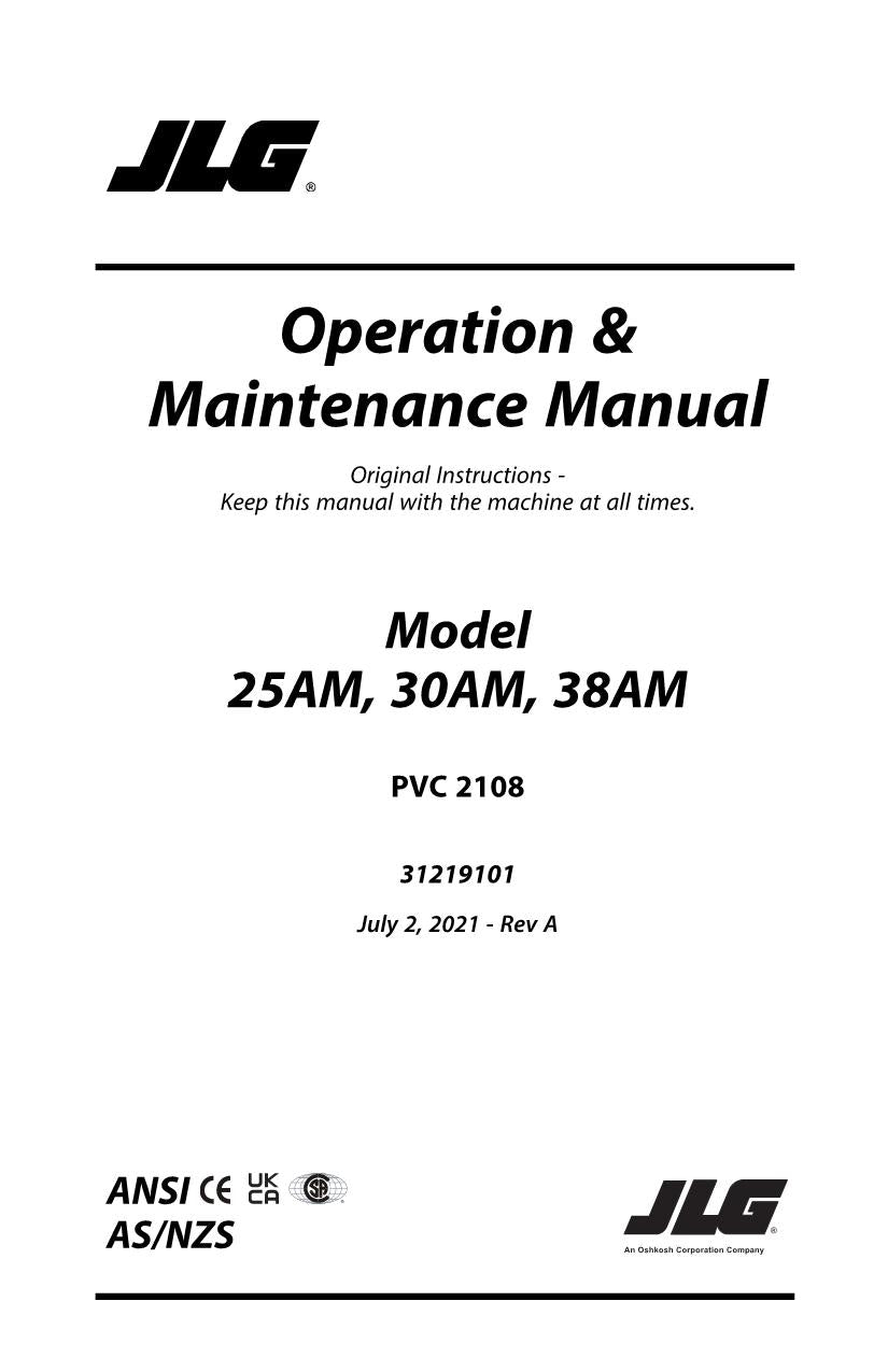 Manual del operador de mantenimiento y operación del mástil vertical JLG 25AM 30AM 38AM 31219985