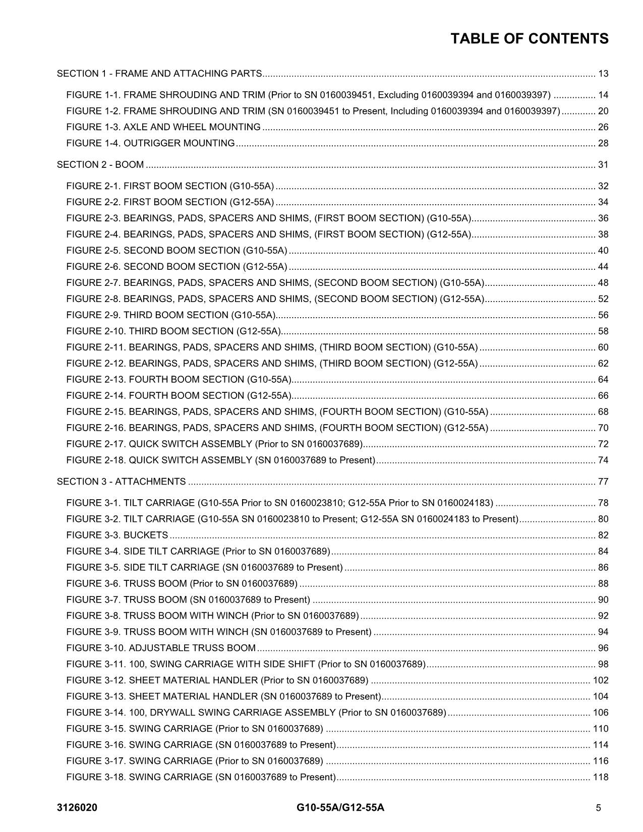 Catálogo de piezas del manipulador telescópico JLG G10-55A G12-55A Manual en papel