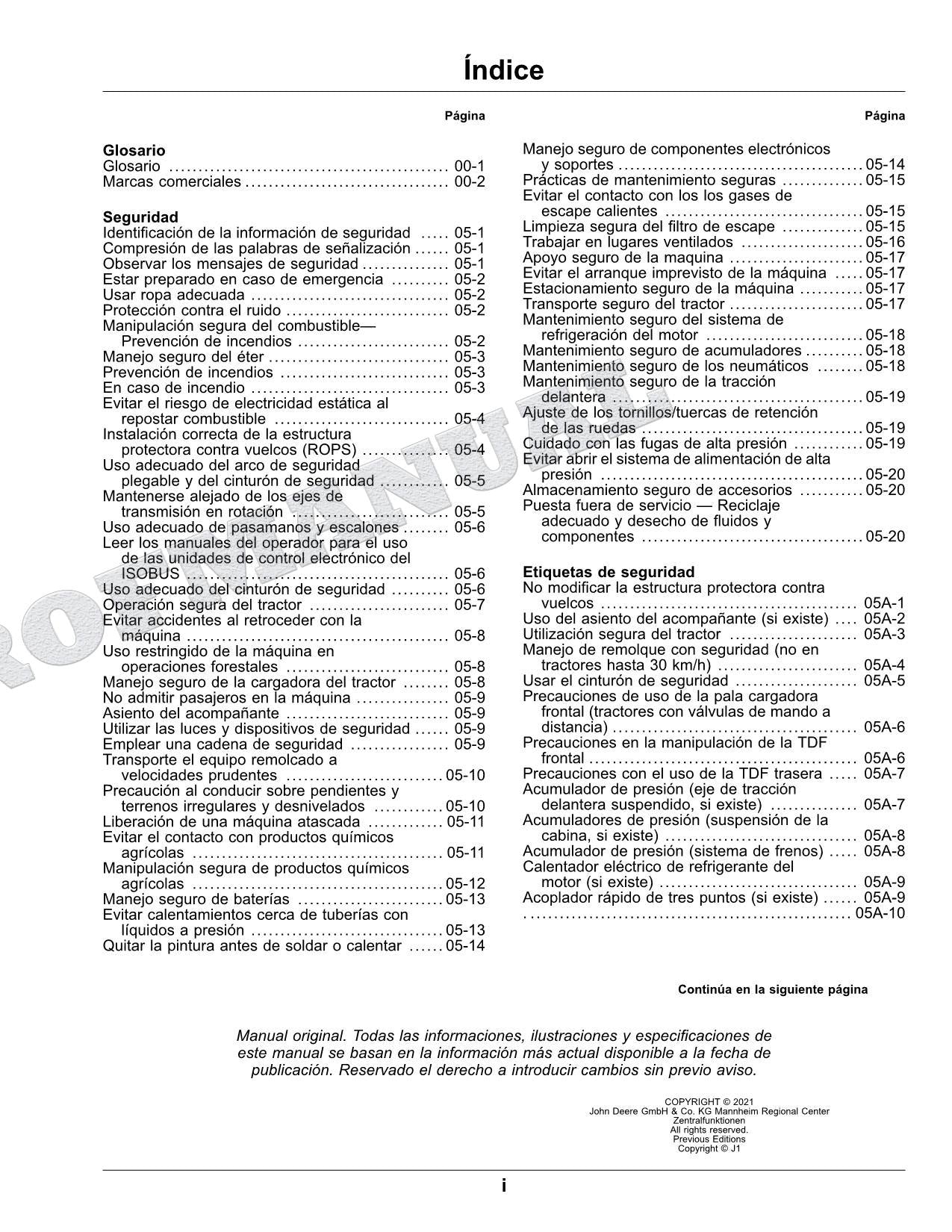 John Deere 6230R 6250R Tractor Manual del Operador Español MY2019-