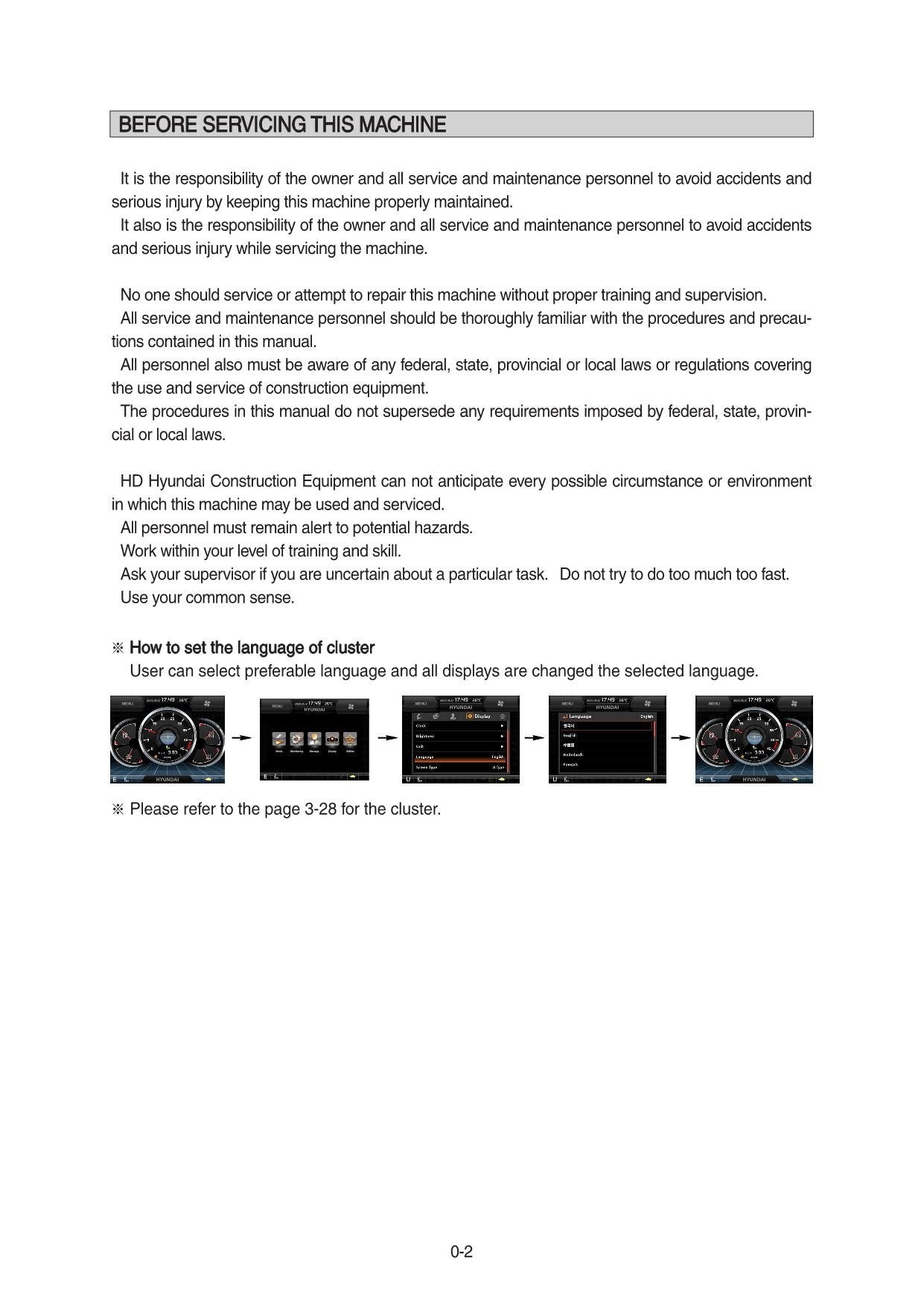 Manual de mantenimiento del operador de la excavadora sobre cadenas Hyundai HX140 LC
