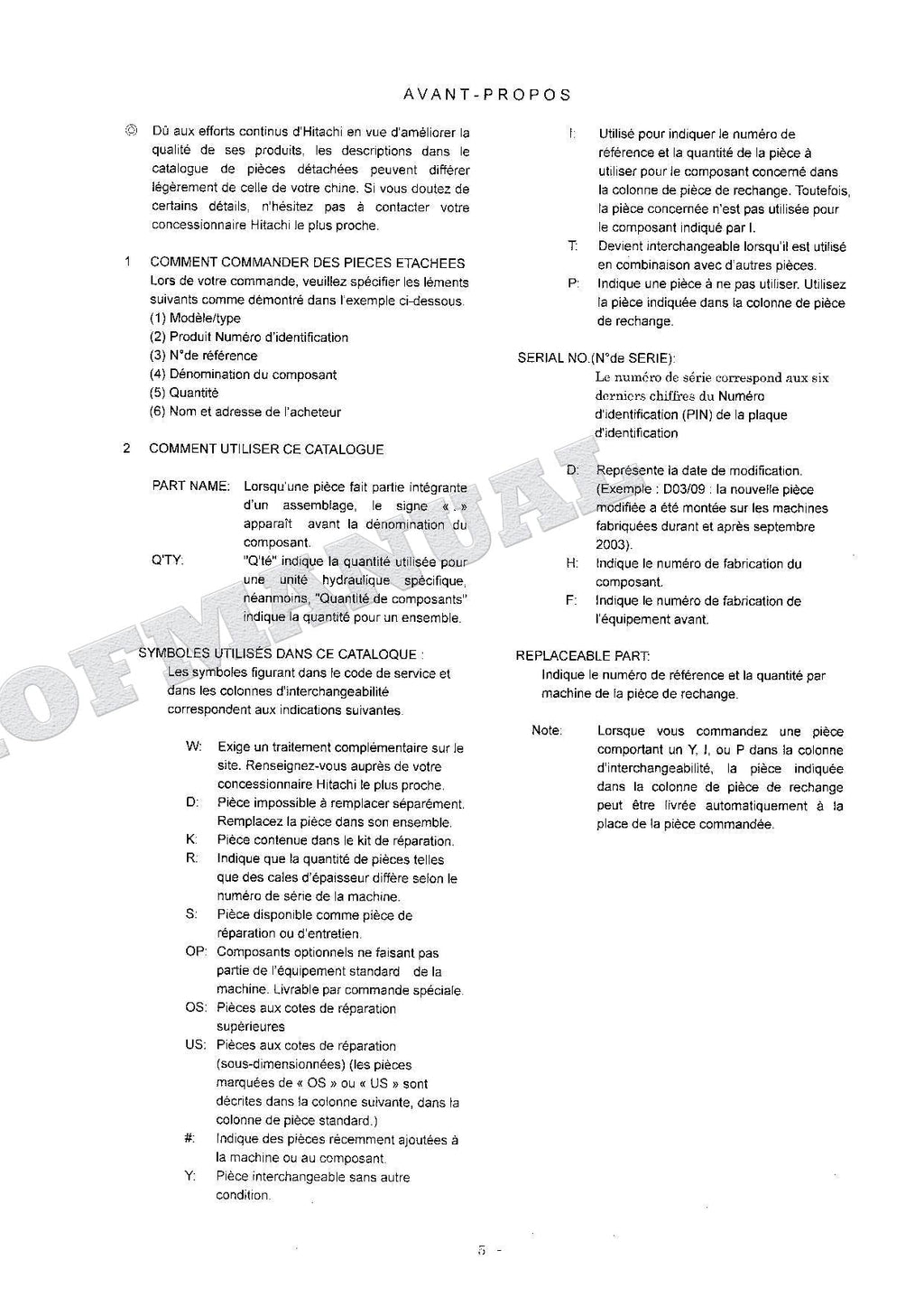 Catálogo de piezas de excavadoras HITACHI ZX125US 125US-E