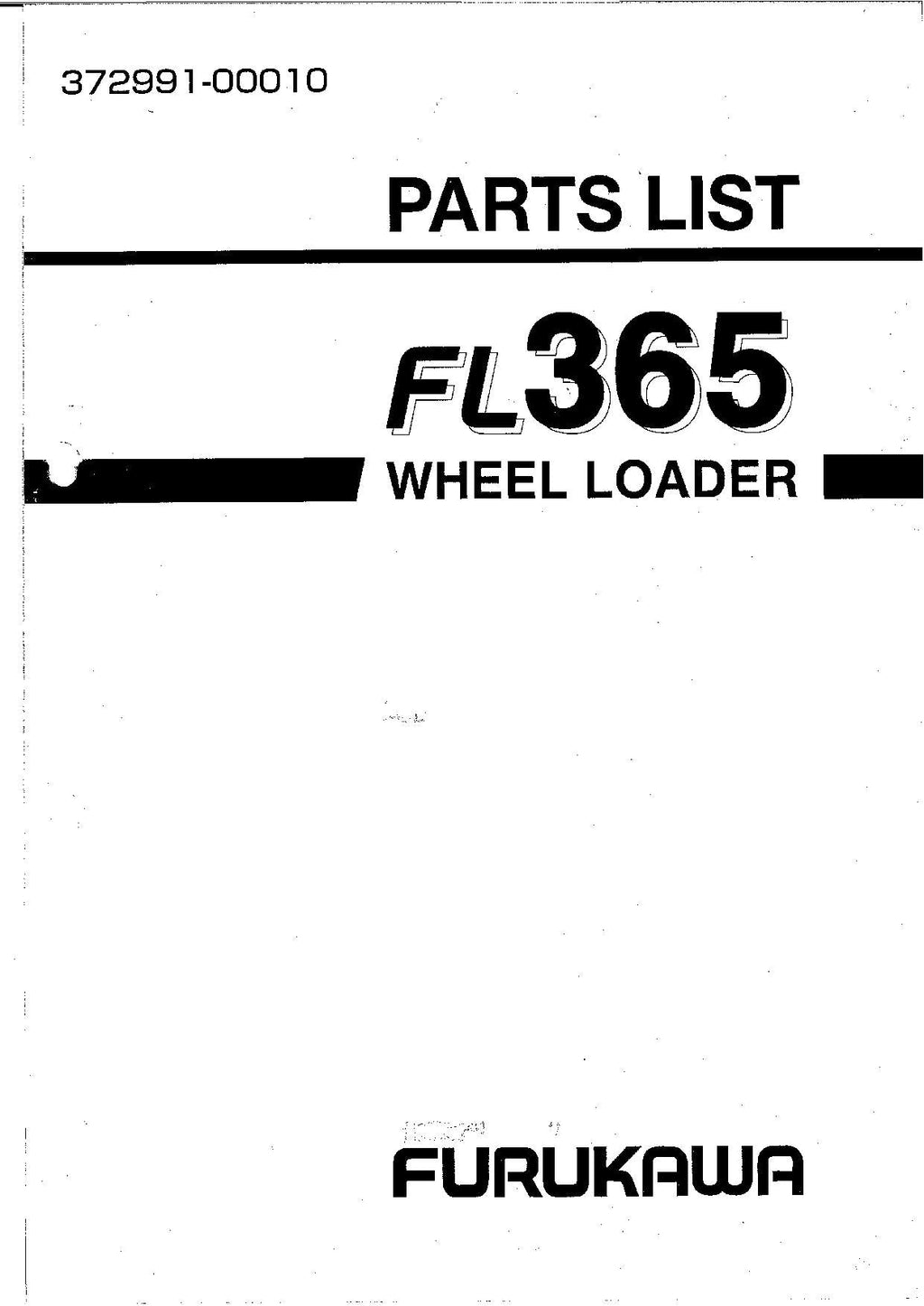 Hitachi FL365 Wheel Loader Parts Catalog Manual SN all