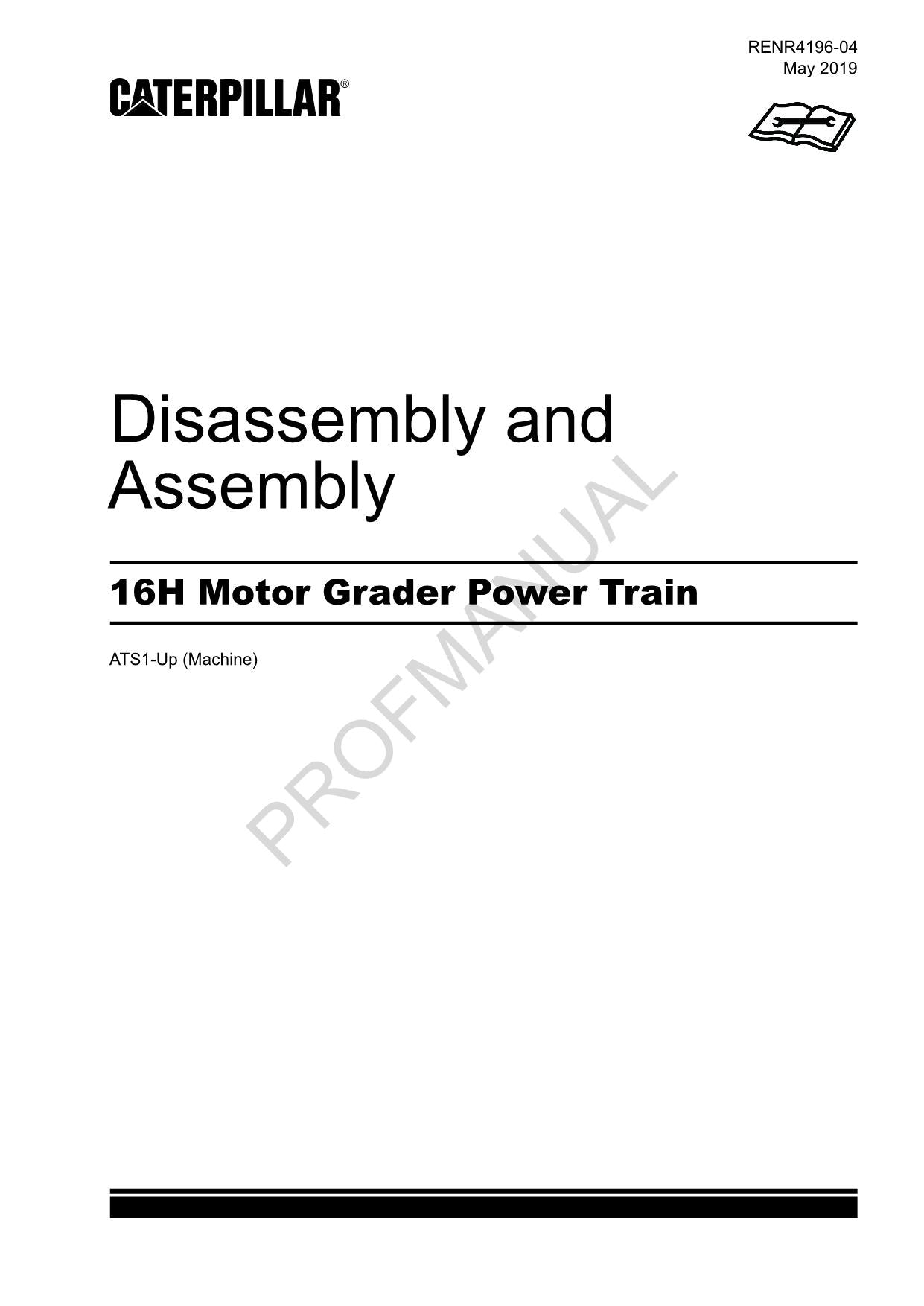 Manual de servicio de desmontaje y montaje del tren de potencia de la motoniveladora Caterpillar 16H ser ATS1-Up
