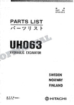 HITACHI UH063 SUECIA NORUEGA FINLANDIA Catálogo de piezas de excavadora Manual EP129-CE1-2