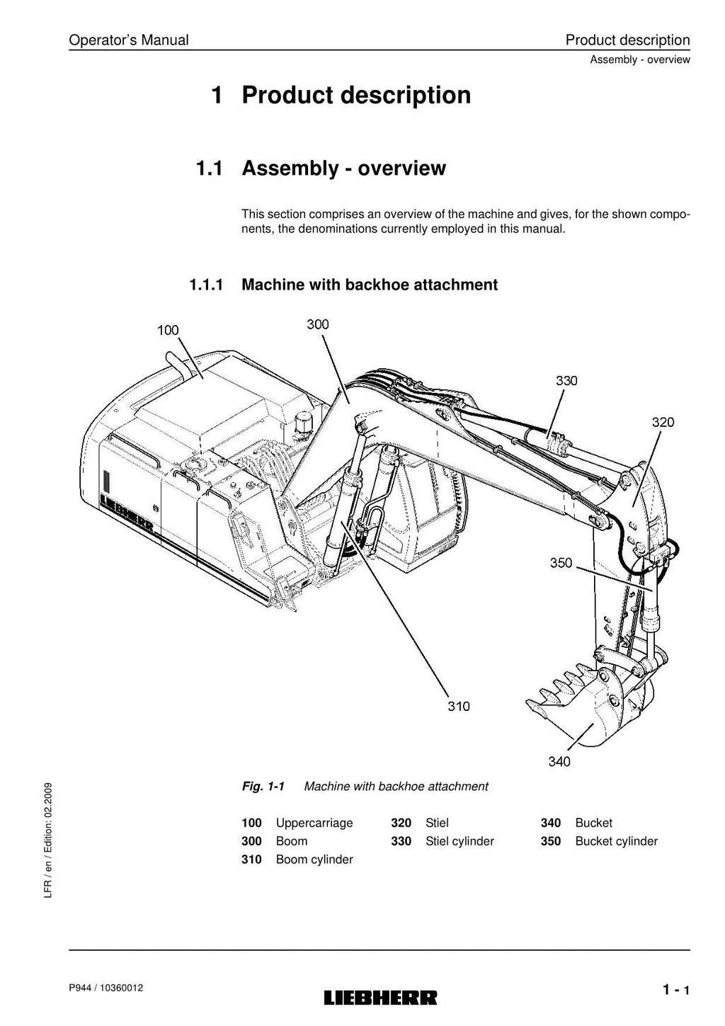 Liebherr P944 Excavator Operators manual