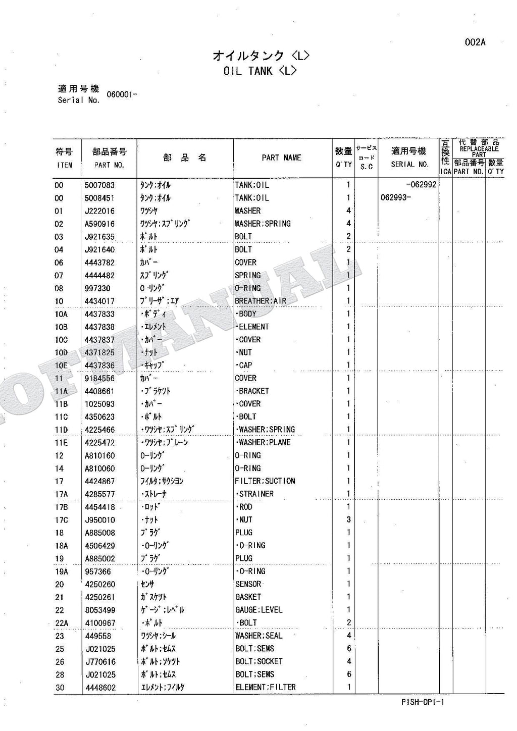 HITACHI ZAXIS ZX135USL Forestry Spec Excavator Parts Catalog Manual