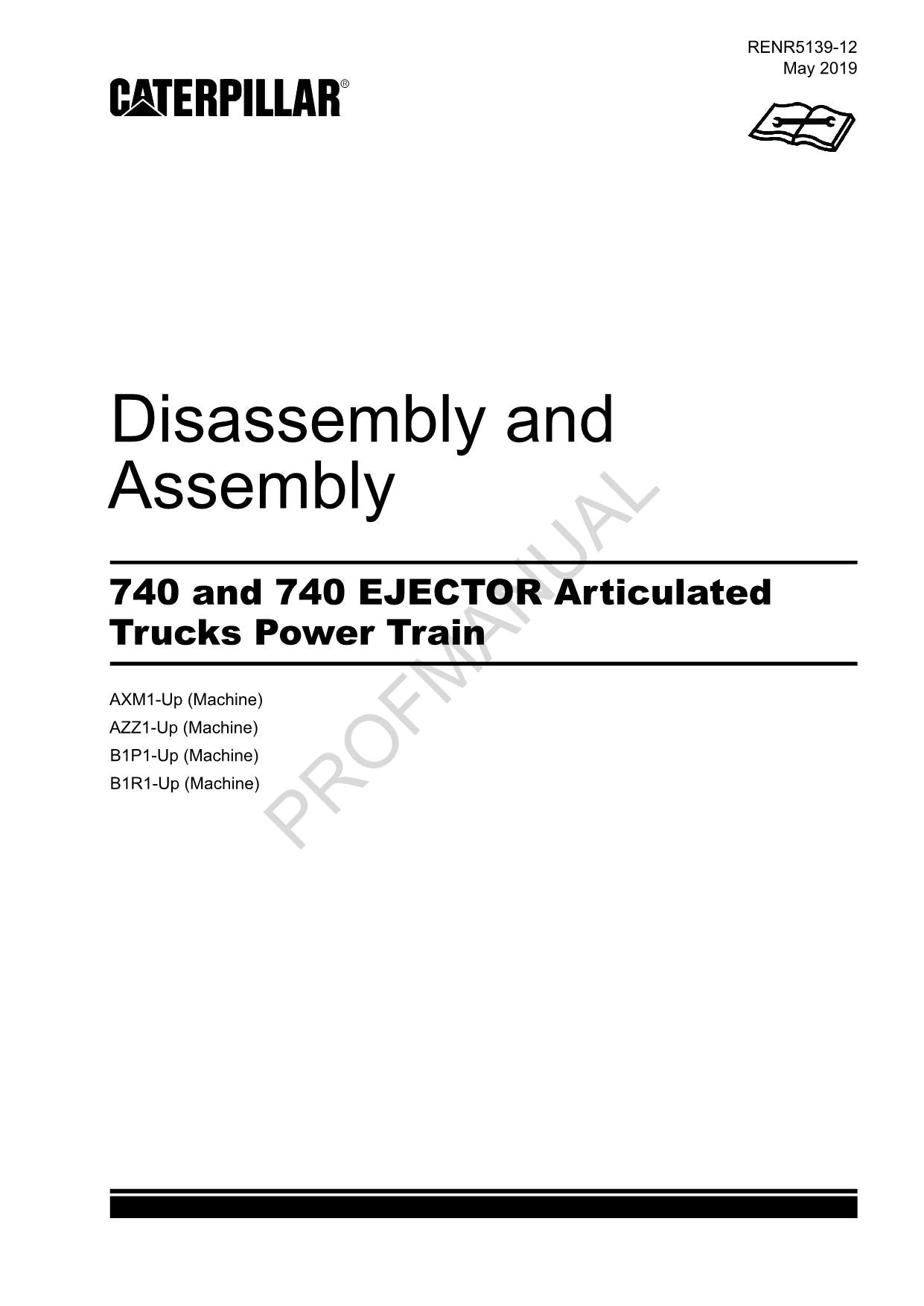 Manual de servicio de desmontaje y ensamblaje del tren de potencia del camión eyector Caterpillar 740 740