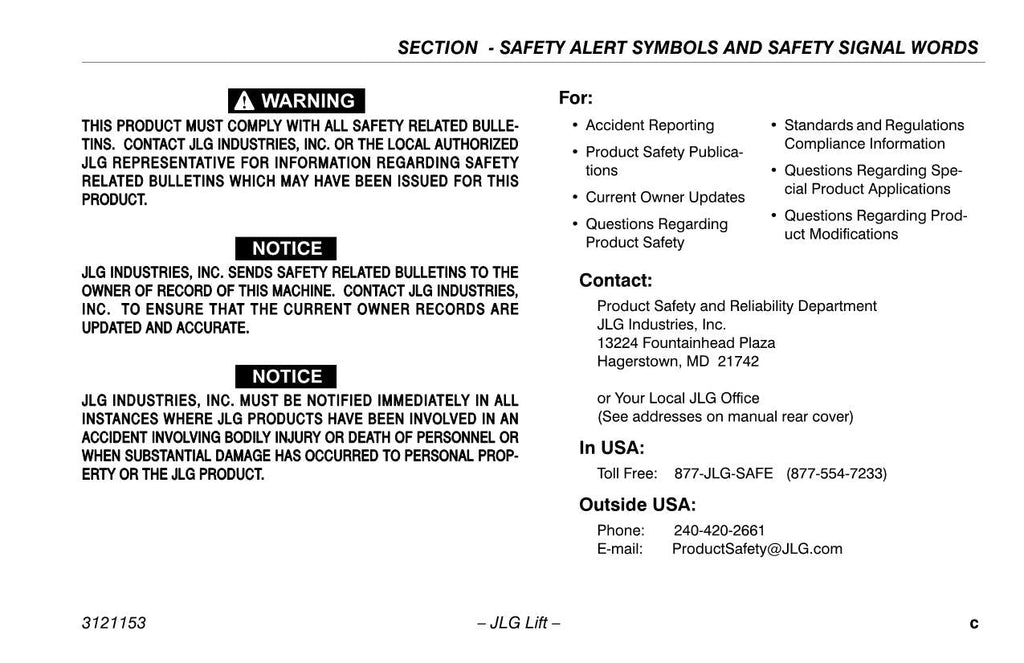 Manual del operador de mantenimiento y operación del mástil vertical JLG 15BD 19BD