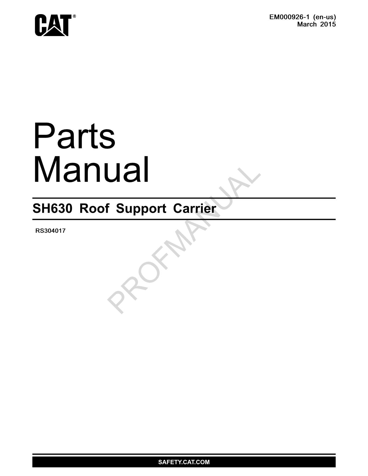 Catálogo de piezas del transportador de soporte de techo Caterpillar SH630 para tajo largo subterráneo