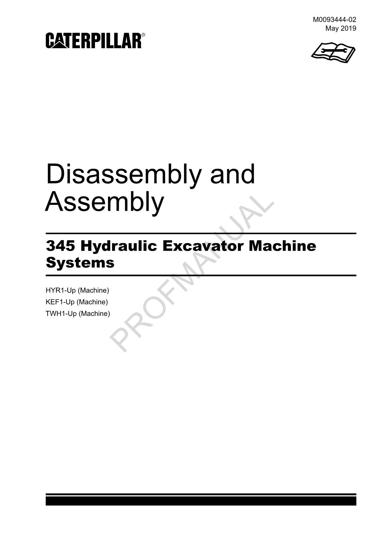 Manual de desmontaje y montaje del sistema de la excavadora hidráulica Caterpillar 345