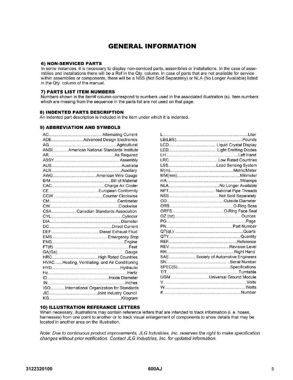 Manual del catálogo de piezas del elevador de pluma JLG 600AJ