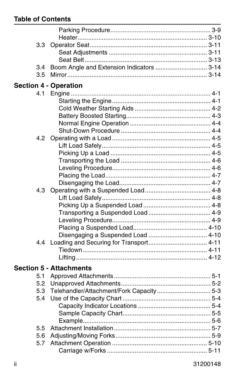 Manual del operador de mantenimiento y operación del manipulador telescópico JLG G6-42P