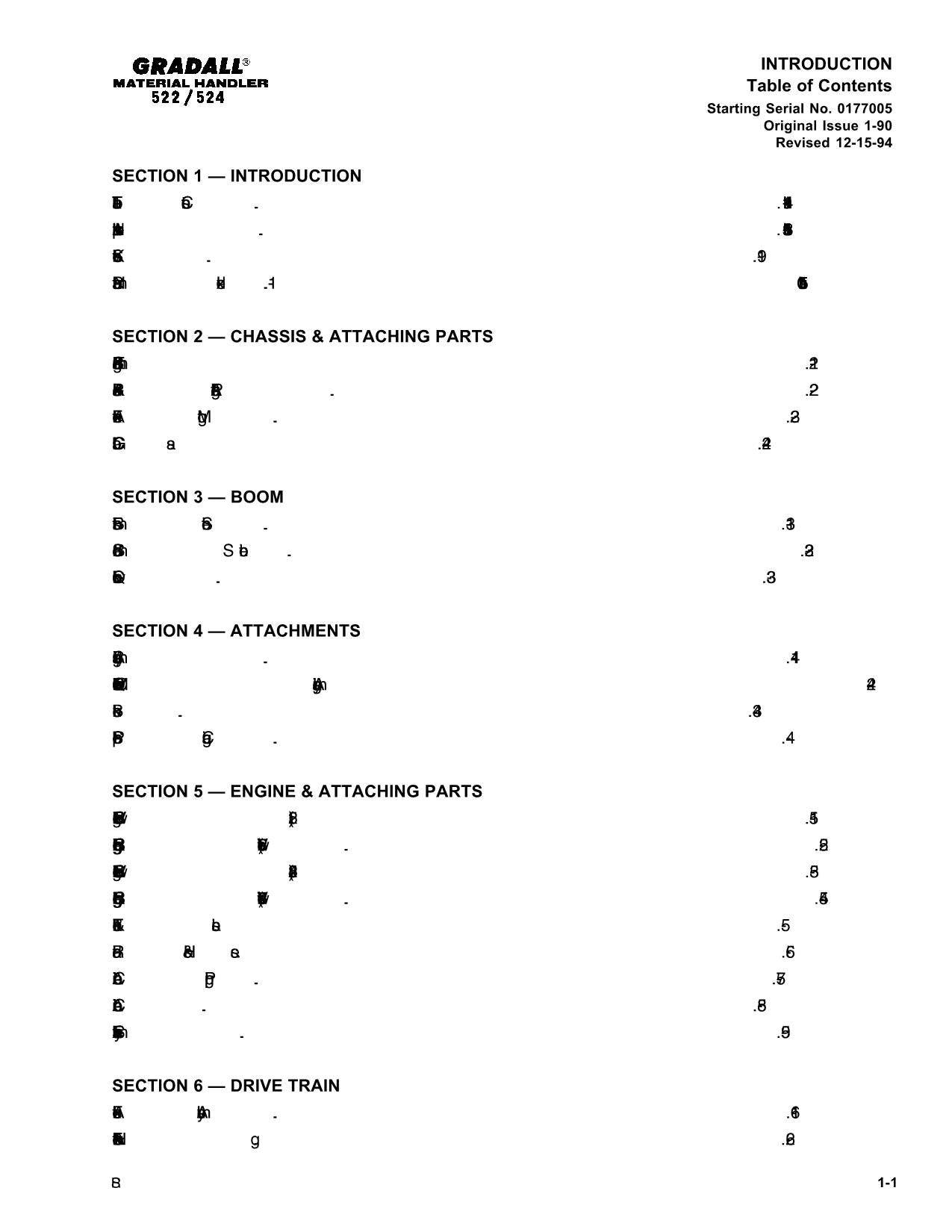 GRADALL JLG 522 524 Telehandler Parts Catalog Manual