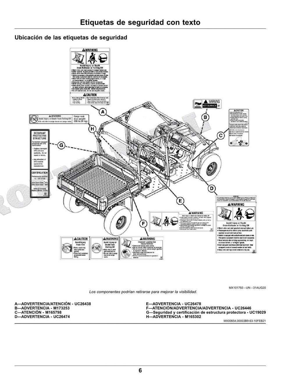 John Deere XUV825M S4 cocodrilo Manual del Operador Español SN 050001-
