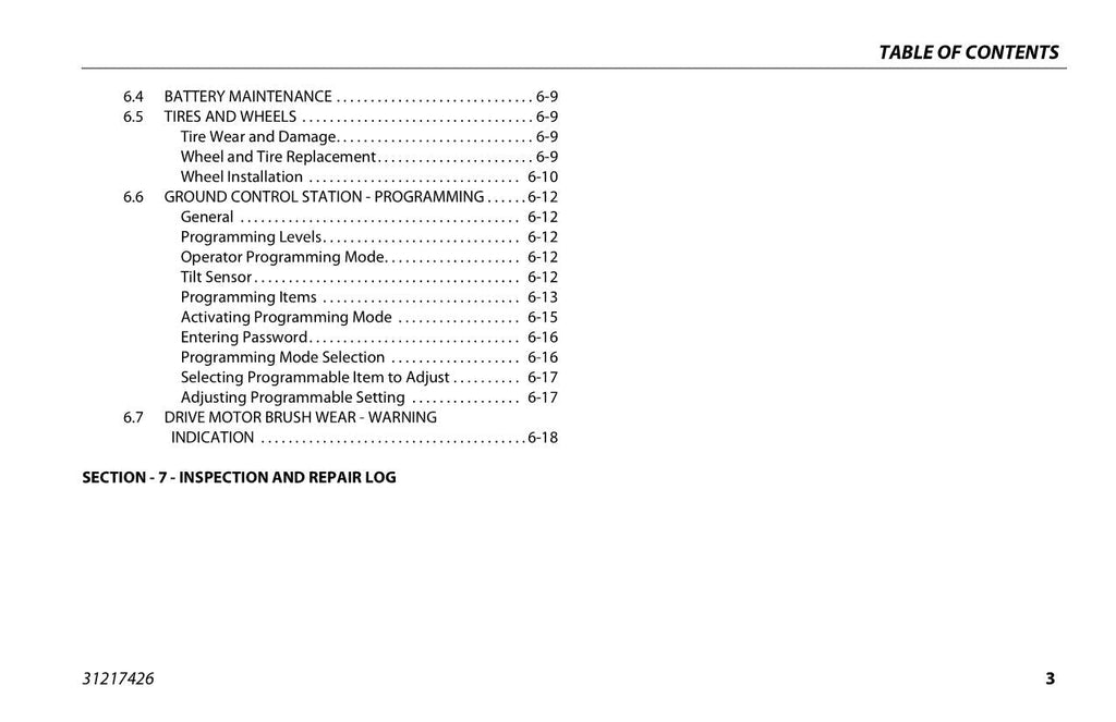 JLG 10MSP Vertical Mast Maintenance Operation Operators Manual 31217426