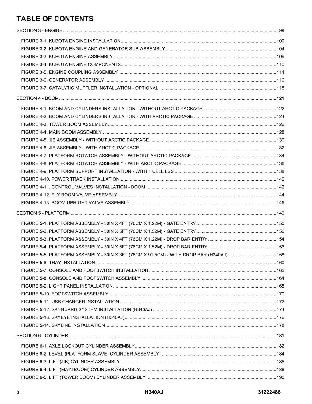 Manual del catálogo de piezas del elevador de pluma JLG H340AJ 31222486