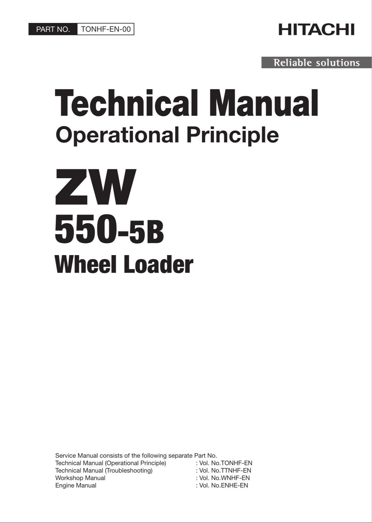 Hitachi ZW550-5B Wheel Loader Technical Manual Operational Principle TONHF-EN-00