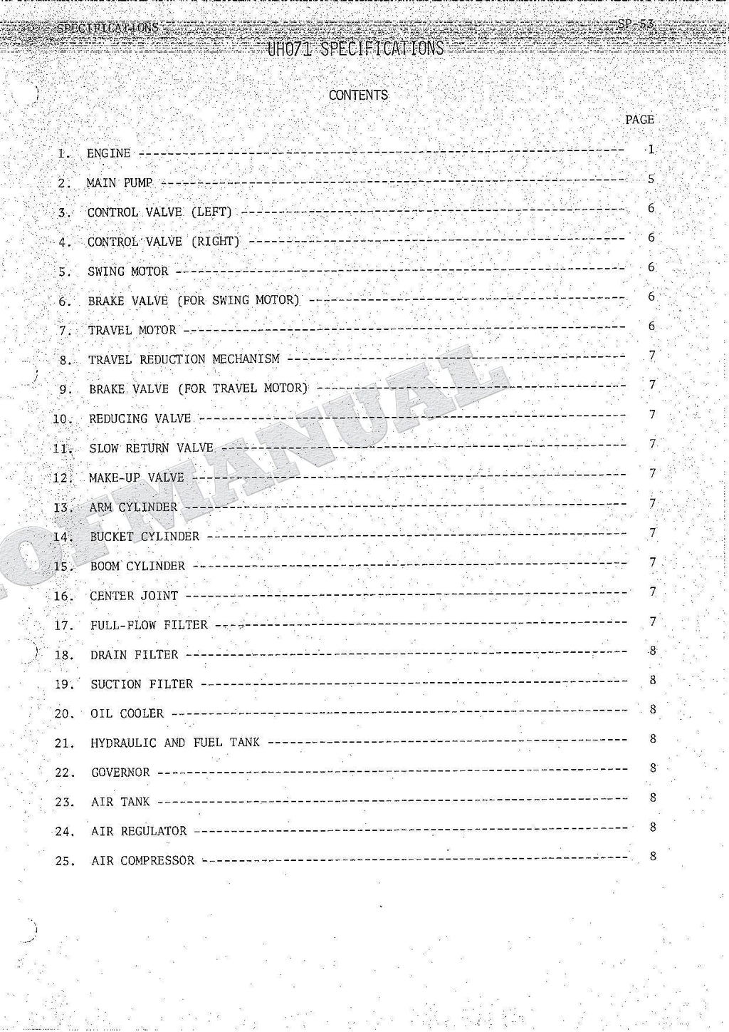 HITACHI UH071 Excavator Excavator Service Manual