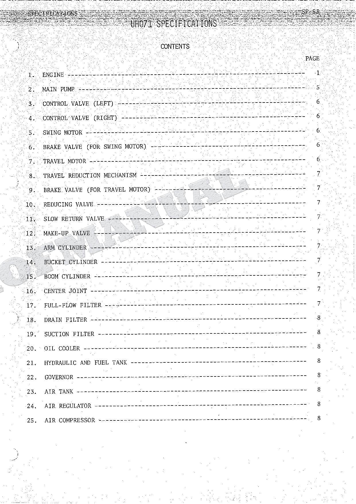 HITACHI UH071 Excavator Excavator Service Manual