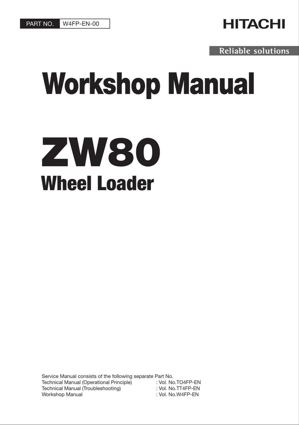 Hitachi ZW80 Wheel Loader Workshop Manual
