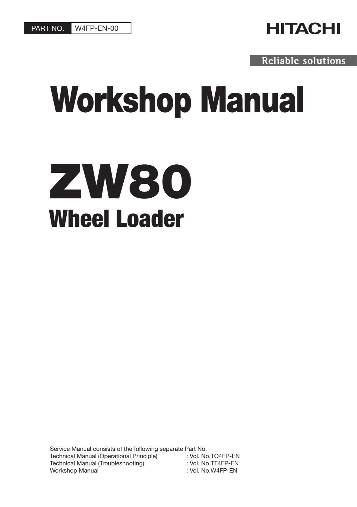 Hitachi ZW80 Wheel Loader Workshop Manual
