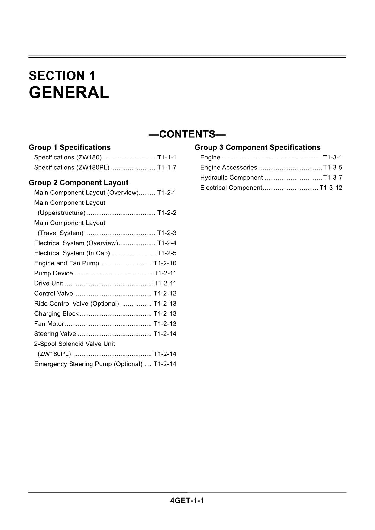 Hitachi ZW180 ZW180PL Wheel Loader Technical Manual Operational Principle
